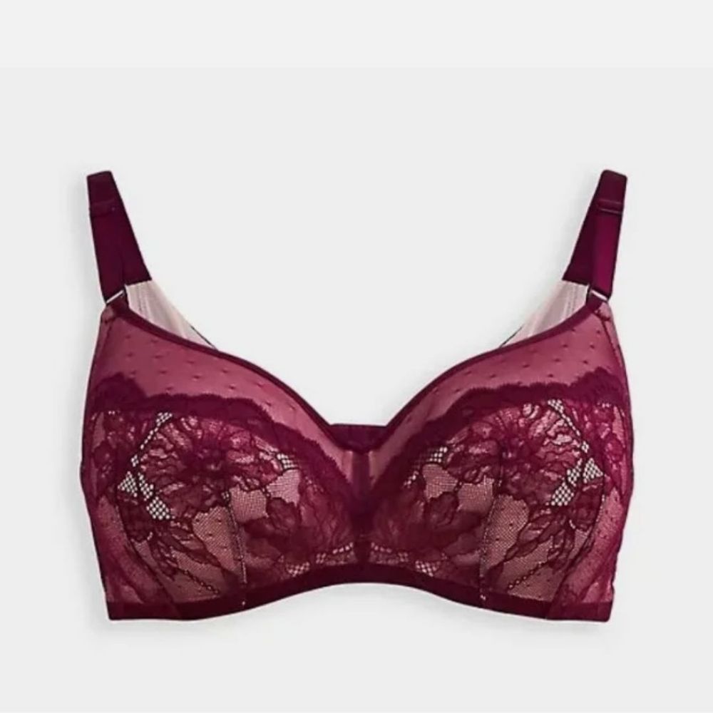 TORRID LIGHTLY LINED FULL COVERAGE BALCONETTE BRA DOTTED LACE W/ 360° 44G NWT.